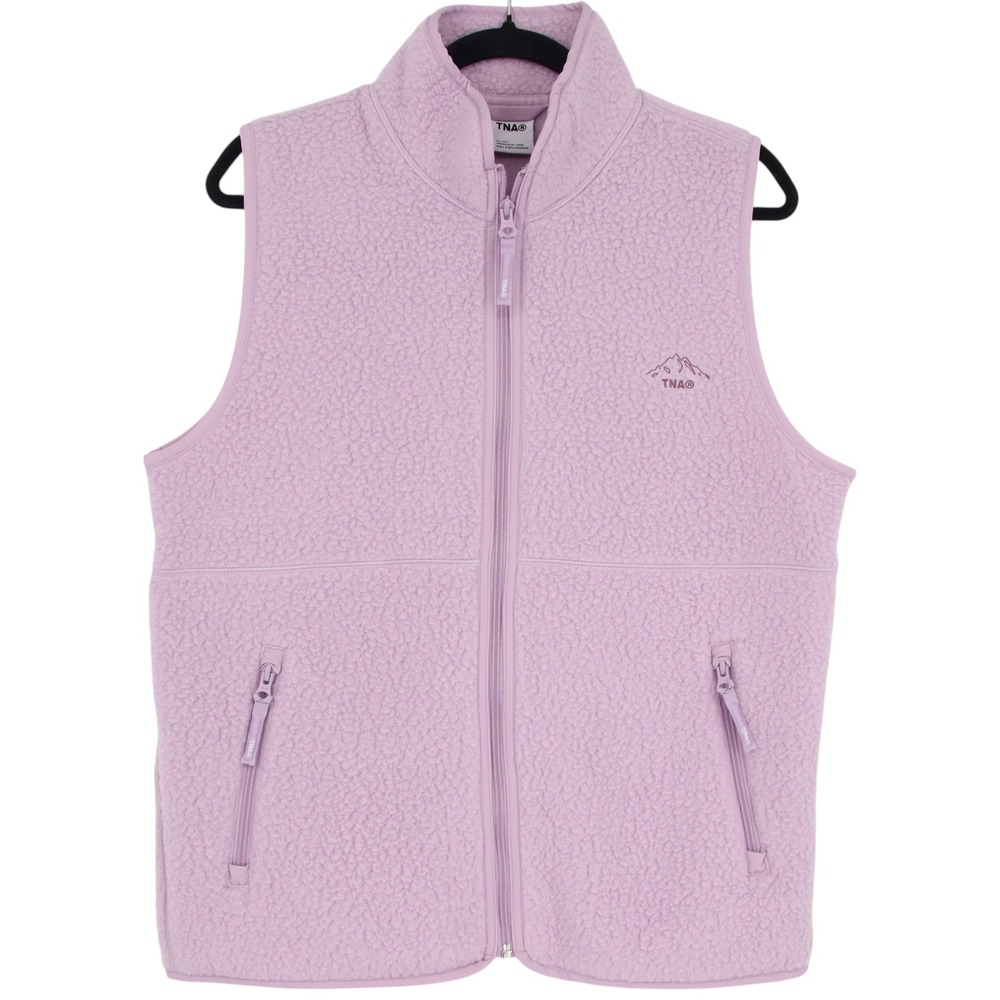 TNA Aritzia Polartec Thermal Pro Mockneck Vest Size M Lavender Sherpa Fleece